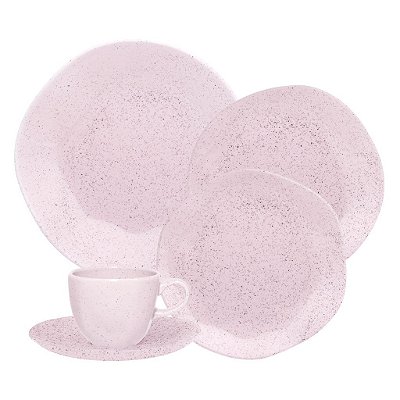 Aparelho Jogo De Jantar e Chá 30 Peças Pink Sand Rosa Claro Oxford