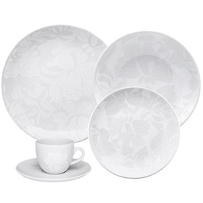Aparelho de Jantar e Chá 20 Peças Coup Blanc Oxford Porcelanas