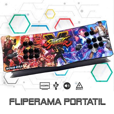 Fliperama Portátil, 30 mil Jogos, Estampa Sreet Fighter 21, Controle Arcade 2 Players