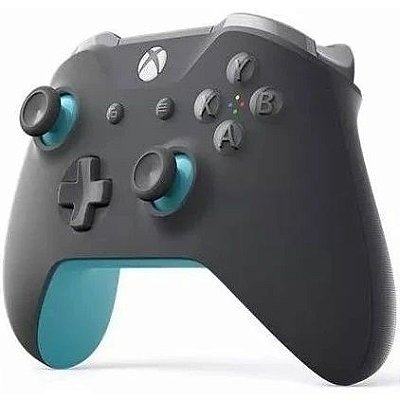 Controle Xbox One Grooby Bluetooth, Cinza e Azul, Original Microsoft