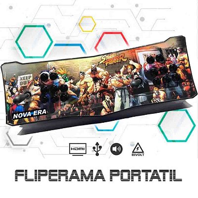 Fliperama Portátil, 30 mil Jogos, Estampa Street Fighter 14, Controle Arcade 2 Players
