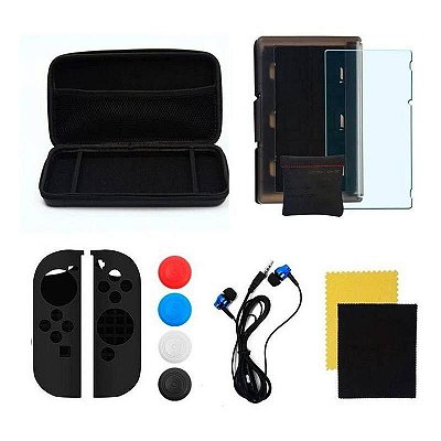 Kit p/ Nintendo Switch - Case, Película, Capa De Proteção, Fone e mais