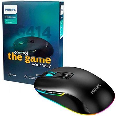 Mouse Gamer 7 Botões Philips G414 - 3600 Dpi Led 7 Cores Backlight Usb