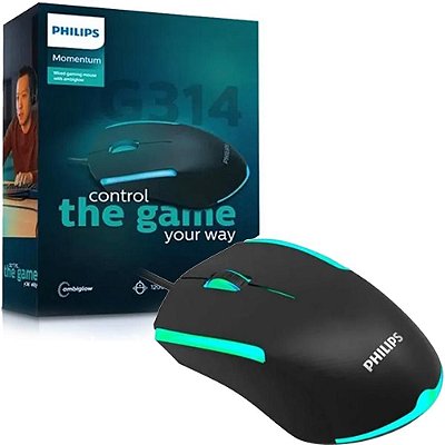 Mouse Gamer Philips - G314 Com Fio 1200dpi 3 Botões