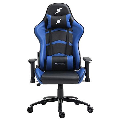 Cadeira Gamer SuperFrame Elite, Reclinável, Suporta até 140KG, Preto e Azul