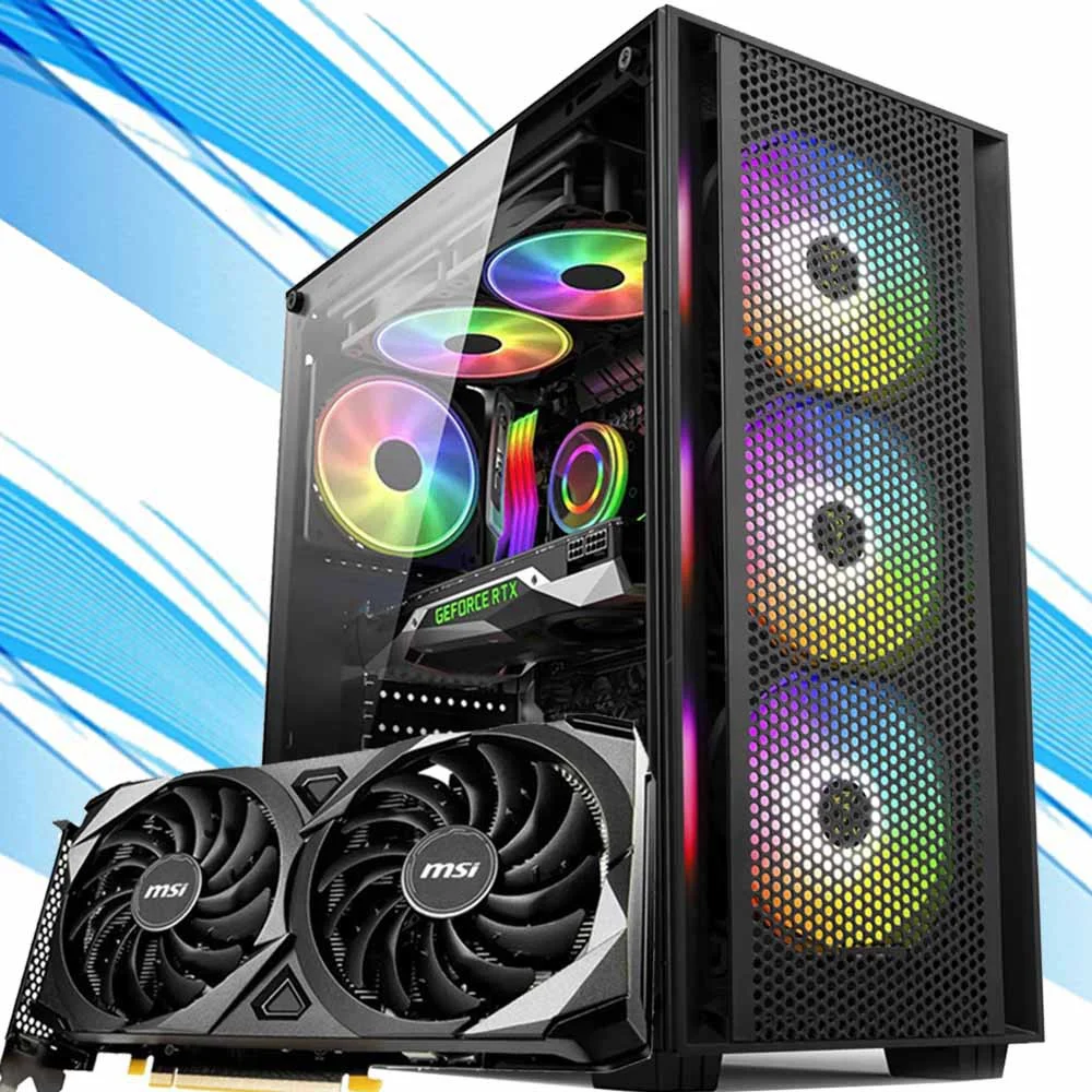 PC Gamer V2, Ryzen 5 5600g, GeForce RTX 3050, 16GB DDR4, 500GB SSD NVMe, Gabinete Lateral de Vidro