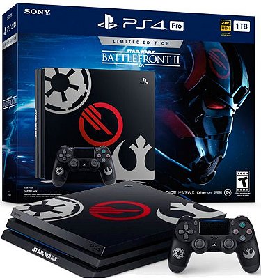 PS4 PRO, Ed. Battlefront II, 1TB, 4k, Seminovo, 1 Controle, Com jogo Battlefront II