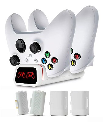 Kit Recarga Dock Station   2 Baterias p/ Controle de Xbox-Series S / X (Branca)
