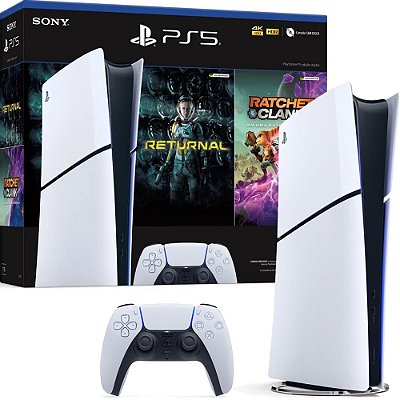 Playstation 5 SLIM, Digital Edition, Returnal + Ratchet Bundle, 1TB SSD, Modelo CFI-2014, Nacional, SEMINOVO