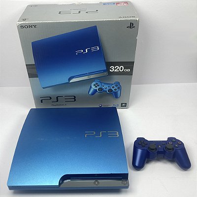 PlayStation 3 Slim, Azul, Splash Blue, 320GB, Na Caixa Seriado, Modelo CECH-3000 B, PS3, (Usado)