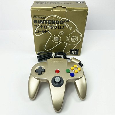 Controle Nintendo 64 Gold, Dourado, Na Caixa, Original Nintendo (Usado)
