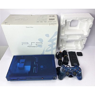 PlayStation 2, Ocean Blue, Na Caixa Seriado, Modelo SCPH 37000, PS2, (Usado)