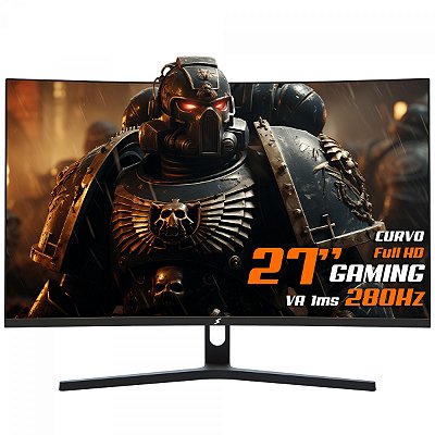 Monitor Gamer, 27 Pol, Curvo, Full HD, 1ms, 280Hz, FreeSync, HDMI/DP, Preto, SuperFrame Precision