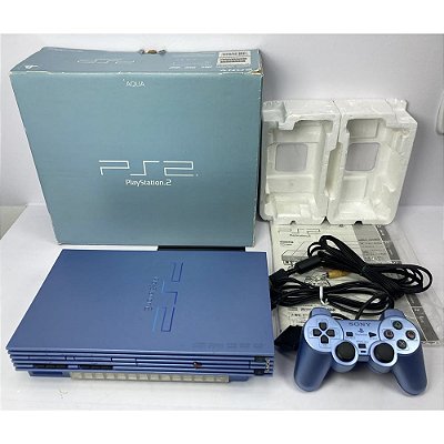 PlayStation 2, Aqua Blue, Na Caixa Seriado, Modelo SCPH 39000, PS2, (Usado)
