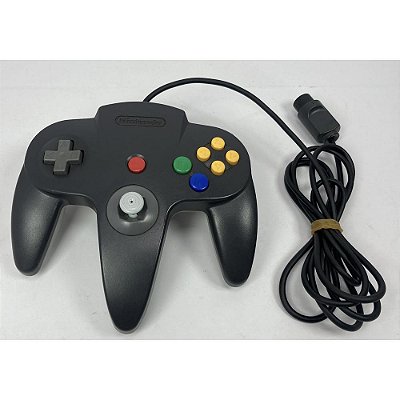 Controle Nintendo 64 Preto e Branco, Analógico 100%, Original Nintendo (Usado)
