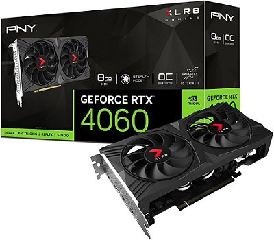 Placa de vídeo GeForce RTX 4060, 8GB, PNY, NVIDIA, XLR8 Gaming