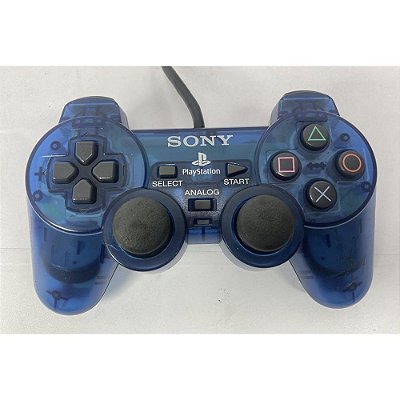 Controle Playstation 2, Ocean Blue,  Azul Transparente, PS2, Original Sony (Usado)