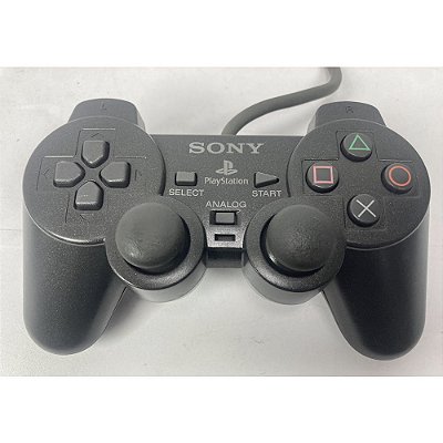 Controle Playstation Dualshock 1, Preto, Para PS1 e PS2, Original Sony (Usado)