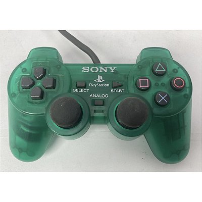 Controle Playstation Dualshock 1, Verde Transparente, Para PS1 e PS2, Original Sony (Usado)