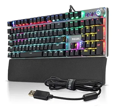 Teclado Mecânico Gamer USB LED RGB Luminoso PHILIPS - G624