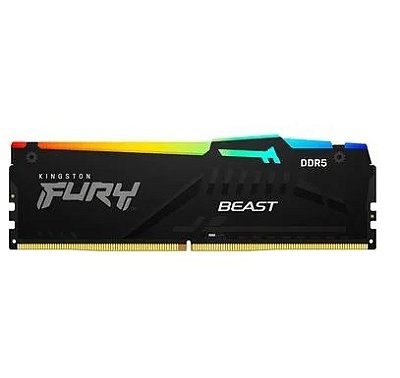 Memória DDR5 16GB, 6000MHz, FURY Beast, Kingston, Black, RGB