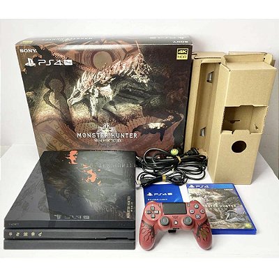 Playstation 4 PRO, Edição Monster Hunter World, Na Caixa Seriado, PS4 (Seminovo)