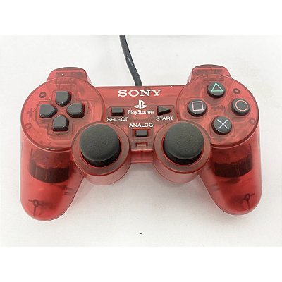 Controle Playstation 2, Vermelho Transparente, DualShock 2, Original Sony (Usado)