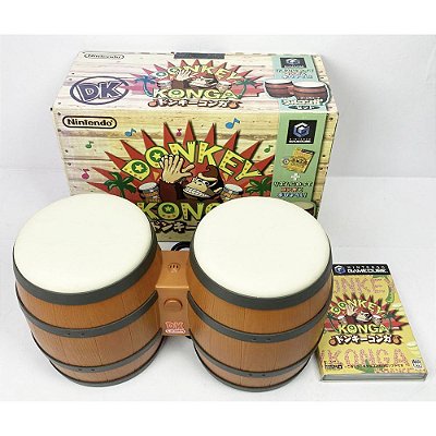 Donkey Konga, Com Bongo, Na Caixa, Com Jogo, Gamecube Japonês Original (Mídia Física) - Usado