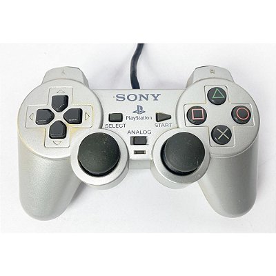 Controle Playstation 2, Prata, PS2, Original Sony (Usado)