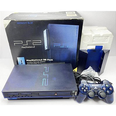 PlayStation 2, Midnight Blue, Na Caixa Seriado, Modelo SCPH 50000 MB, PS2, (Usado)