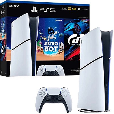 Playstation 5 Slim, 825GB, Digital Edition, Astro Bot + Gran Turismo 7, Modelo CFI-2114 Nacional (Novo, Lacrado)