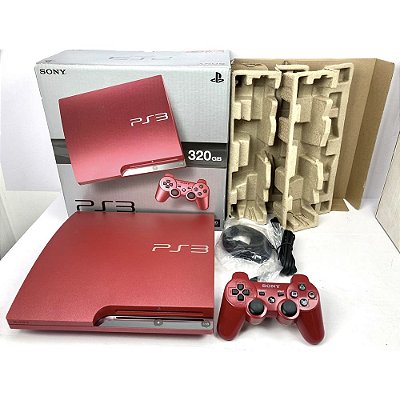 PlayStation 3 Slim, Vermelho, Scarlet Red, 320GB, Na Caixa Seriado, Modelo CECH-3000B SR, PS3, (Usado)