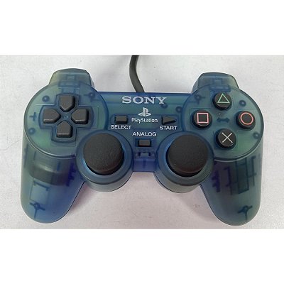 Controle Playstation Dualshock 1, Azul Transparente, Para PS1 e PS2, Original Sony (Usado)