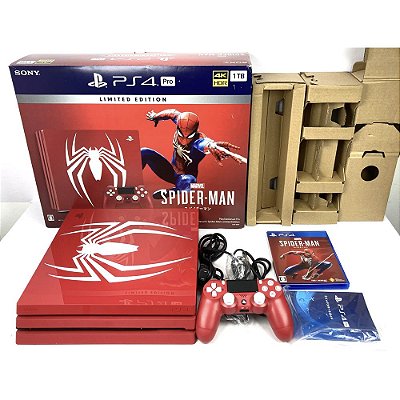 Playstation 4 PRO, Edição Spider Man, Na Caixa Seriado, PS4 ""Em Perfeito Estado"" (Seminovo)