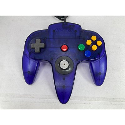 Controle Nintendo 64, Azul Transparente, Analógico 100%, Original Nintendo (Usado)