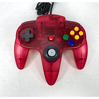 Controle Nintendo 64, CEREJA Transparente, Analógico 100%, Original Nintendo (Usado)