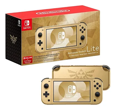 Nintendo Switch Lite Dourado, Edição Especial Zelda Hyrule (Novo, Lacrado)