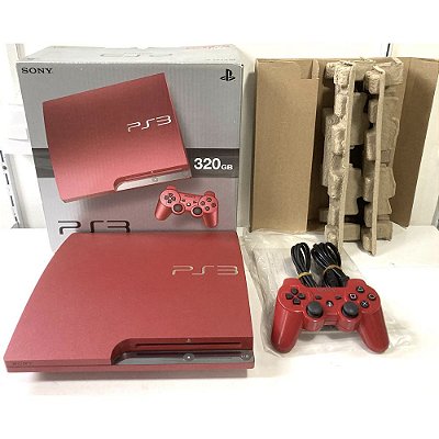 PlayStation 3 Slim, Vermelho, Scarlet Red, 320GB, Na Caixa Seriado, Modelo CECH-3000B SR, PS3, (Usado)