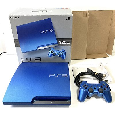PlayStation 3 Slim, Azul, Splash Blue, 320GB, Na Caixa Seriado, Modelo CECH-3000 B, PS3, (Usado)