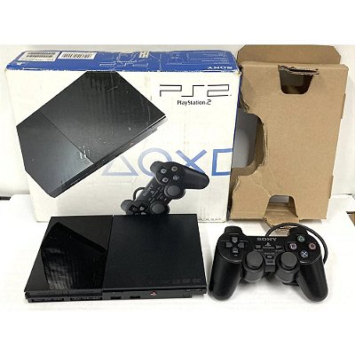 PlayStation 2 Slim, Na Caixa, 1 Controle Original, Modelo SCPH-90000, PS2, (Usado)