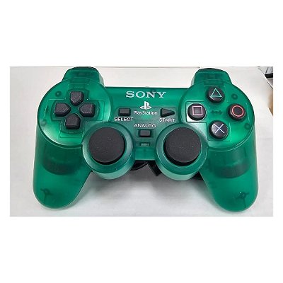 Controle Playstation Dualshock 1, Verde Transparente, Para PS1 e PS2, Original Sony (Usado)