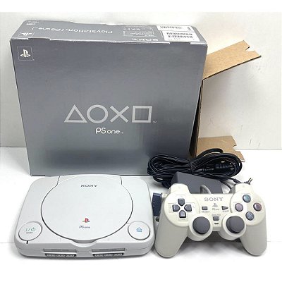 PlayStation 1 Slim, PSONE, Babe, Na Caixa Seriado, 1 Controle, Modelo SCPH-100, PS1, (Usado)