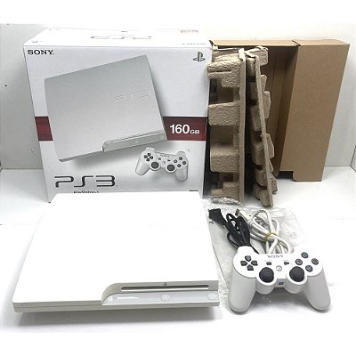 PlayStation 3 Slim, Branco, Na Caixa Seriado, 160GB, Modelo CECH-3000A LW, PS3, (Usado)