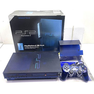PlayStation 2, Midnight Blue, Na Caixa, Modelo SCPH 50000 MB, PS2, (Usado)