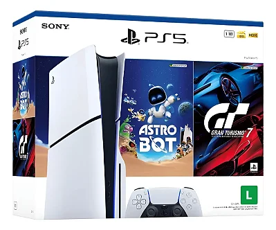 Playstation 5 Slim, Com Leitor, Gran Turismo 7 + Astro Bot, Modelo CFI-2115