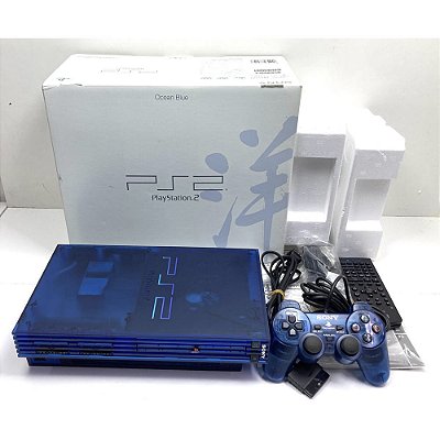 PlayStation 2, Ocean Blue, Na Caixa Seriado, Modelo SCPH 37000, PS2, (Usado)