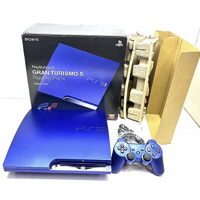 PlayStation 3 Slim, Azul, Ed Gran Turismo, 160GB, Na Caixa Seriado, PS3, (Usado)