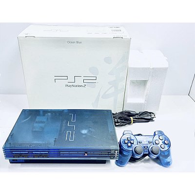 PlayStation 2, Ocean Blue, Na Caixa Seriado, Modelo SCPH 37000, PS2, (Usado)