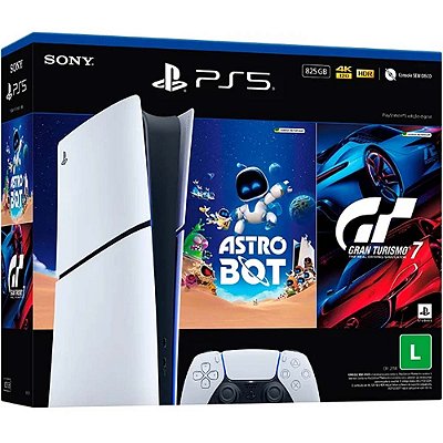 Playstation 5 Slim, Digital Edition, Astro Bot + Gran Turismo 7, Modelo CFI-2114, Nacional, Seminovo