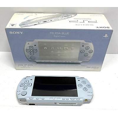 PSP, Felicia Blue, Na Caixa Seriado, Modelo PSP-2000 FB, Original Sony, Usado